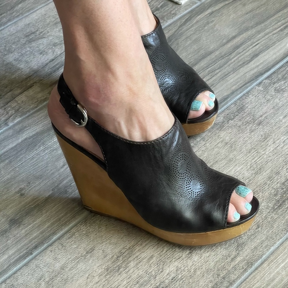 Coach Jade Slingback Wood Wedges, 11